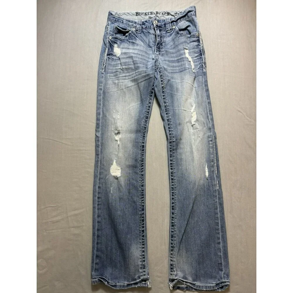 BKE Buckle Black Jeans Fit No 9 Men’s 29x31 Meas. Denim Grunge Straight Western - Picture 1 of 10